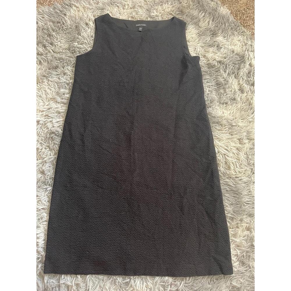 Eileen Fisher Dress Womens Size SP Black Sleeveless Shift Textured Minimalist - Picture 3 of 4